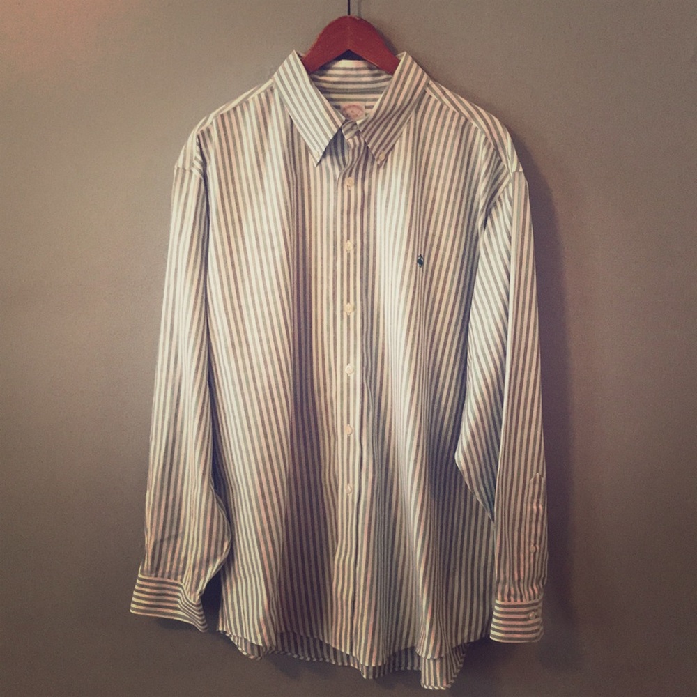 Green, white, and gray Brooks Brothers shirt